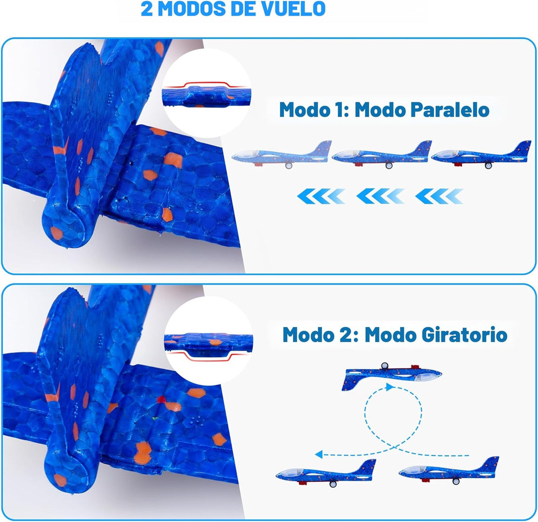 LJZJ Paquete de 3 juguetes lanzadores de aviones, 2 modos de vuelo,...
