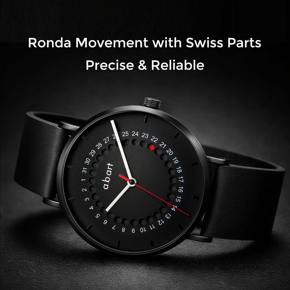 Reloj para Hombre a.b.art – Indicador de Fecha Saltante, Movimiento de Cuarzo Ronda, Cristal de Zafiro, Caja Ultrafina de Acero Inoxidable, Reloj de Pulsera Minimalista Estilo Bauhaus 41MM