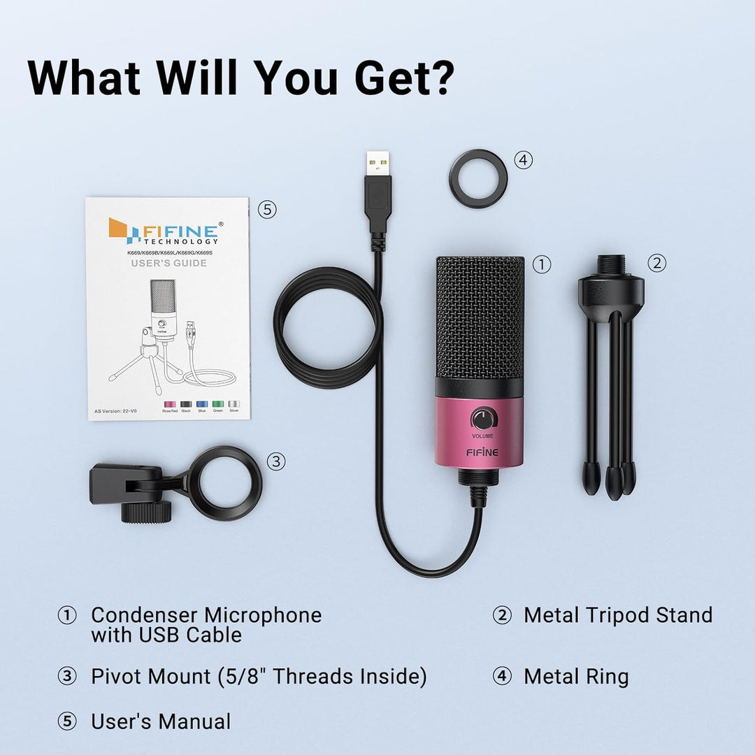 FIFINE - Micrófono de condensador USB para podcast grabado en el po...