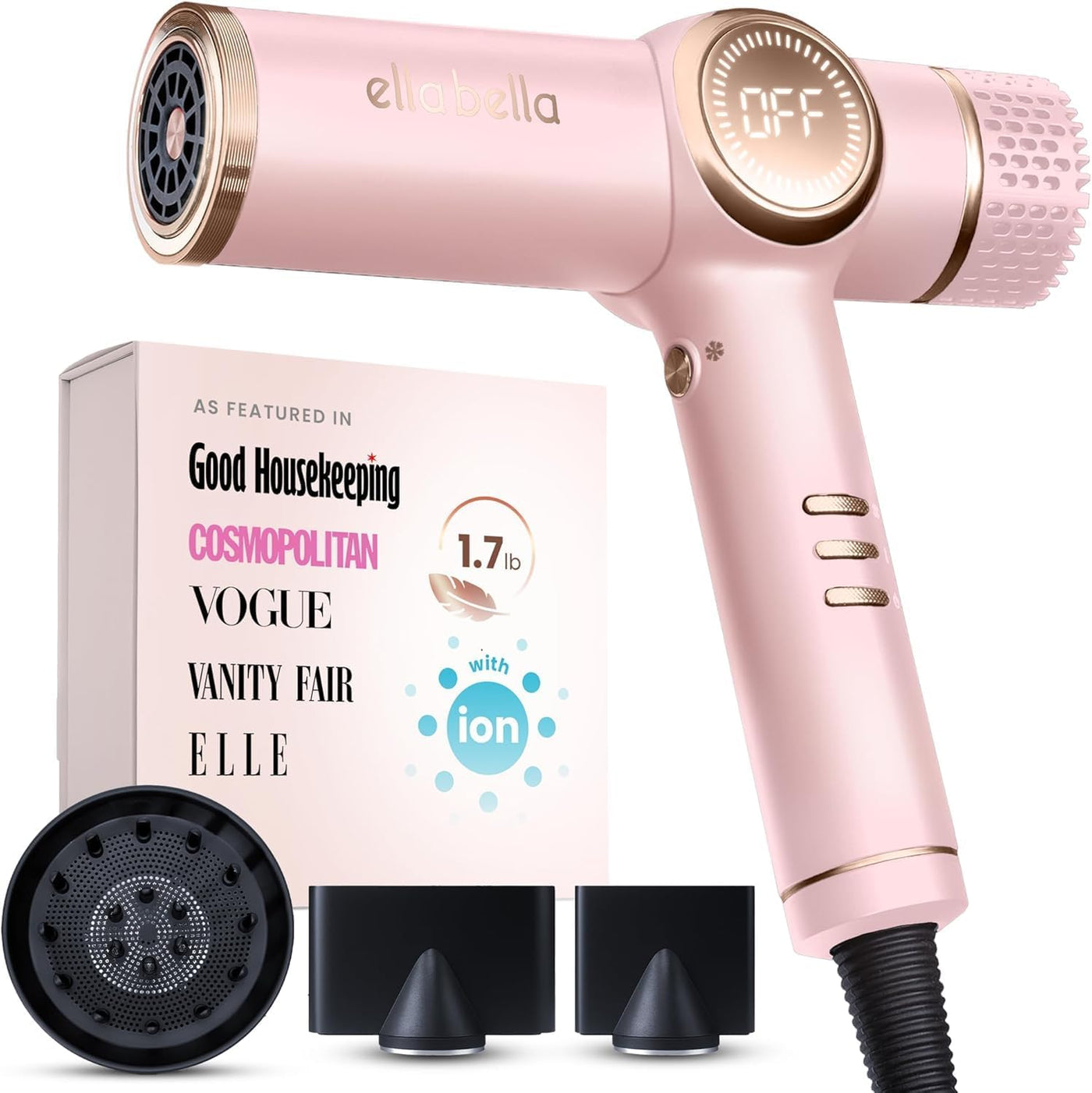 ELLA BELLA® - Secador de pelo iónico profesional con difusor \u2022...