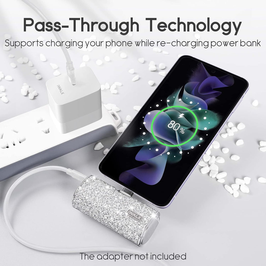 iWALK Cargador portátil USB C, batería pequeña ultracompacta de 450...