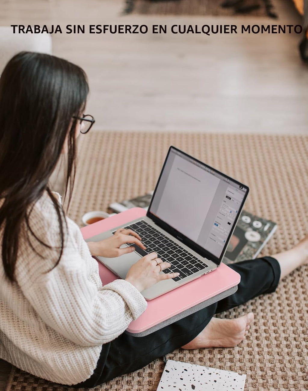 Escritorio Portátil para Laptop con Cojín de Almohada, Se Adapta a Portátiles de hasta 15.6 Pulgadas, Soporte de Regazo para Cama y Sofá y Alfombra, Libro/Tableta/Tablero de Dibujo/Soporte