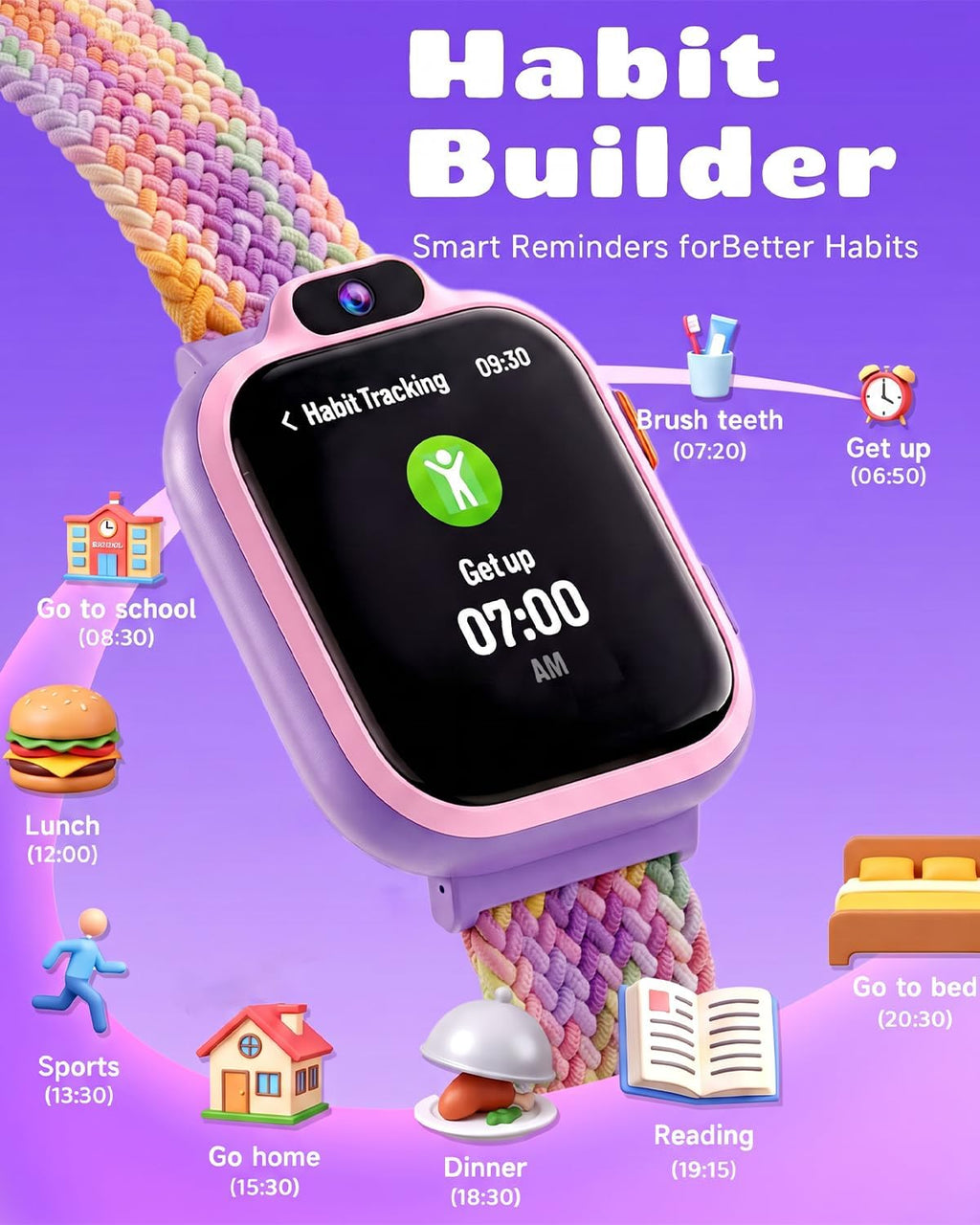 BIGGERFIVE Reloj inteligente para niños, rastreador de actividad física con