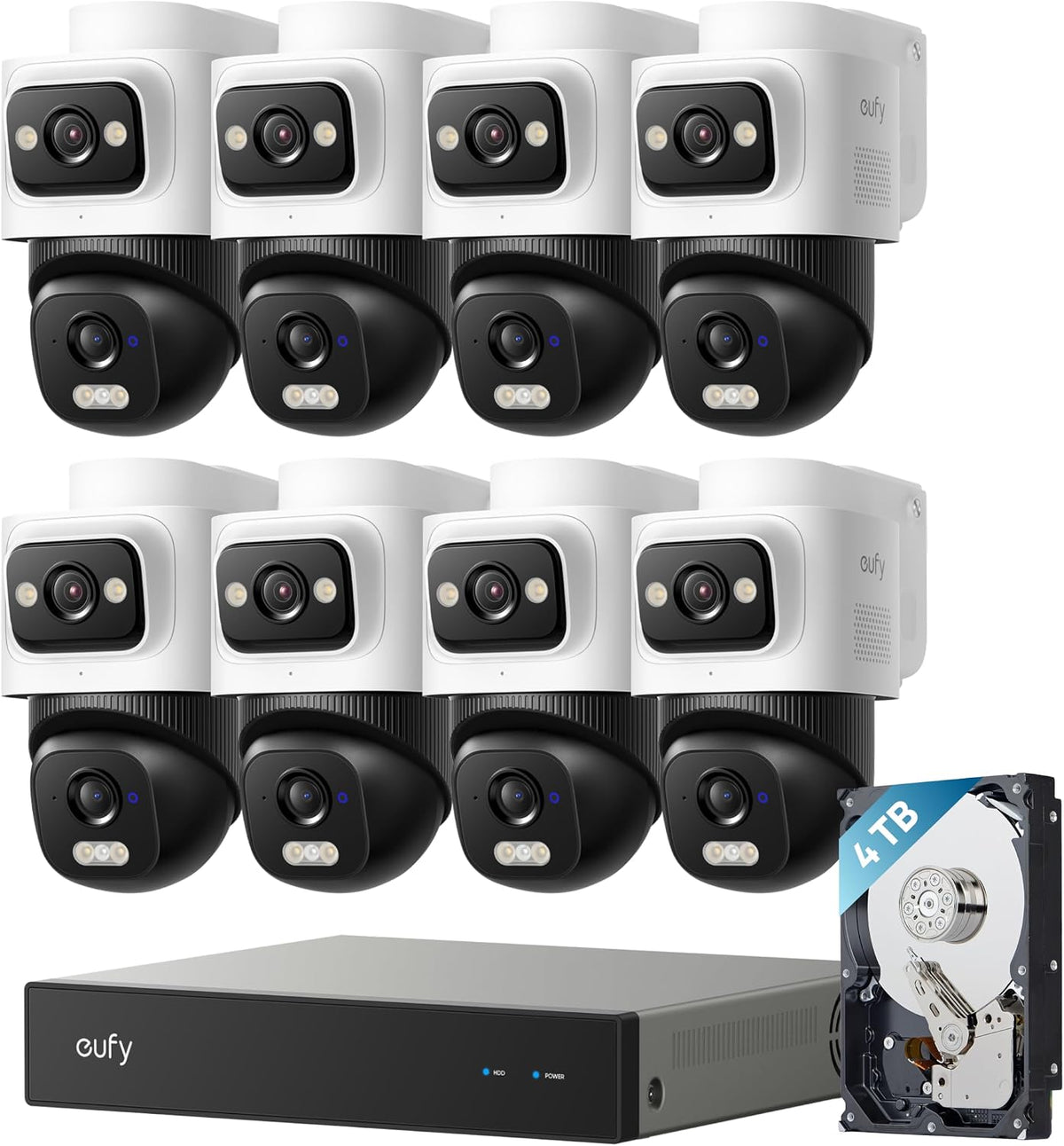 eufy Security Sistema NVR E50, kit de 8 cámaras, bala de doble lente 4K PTZ