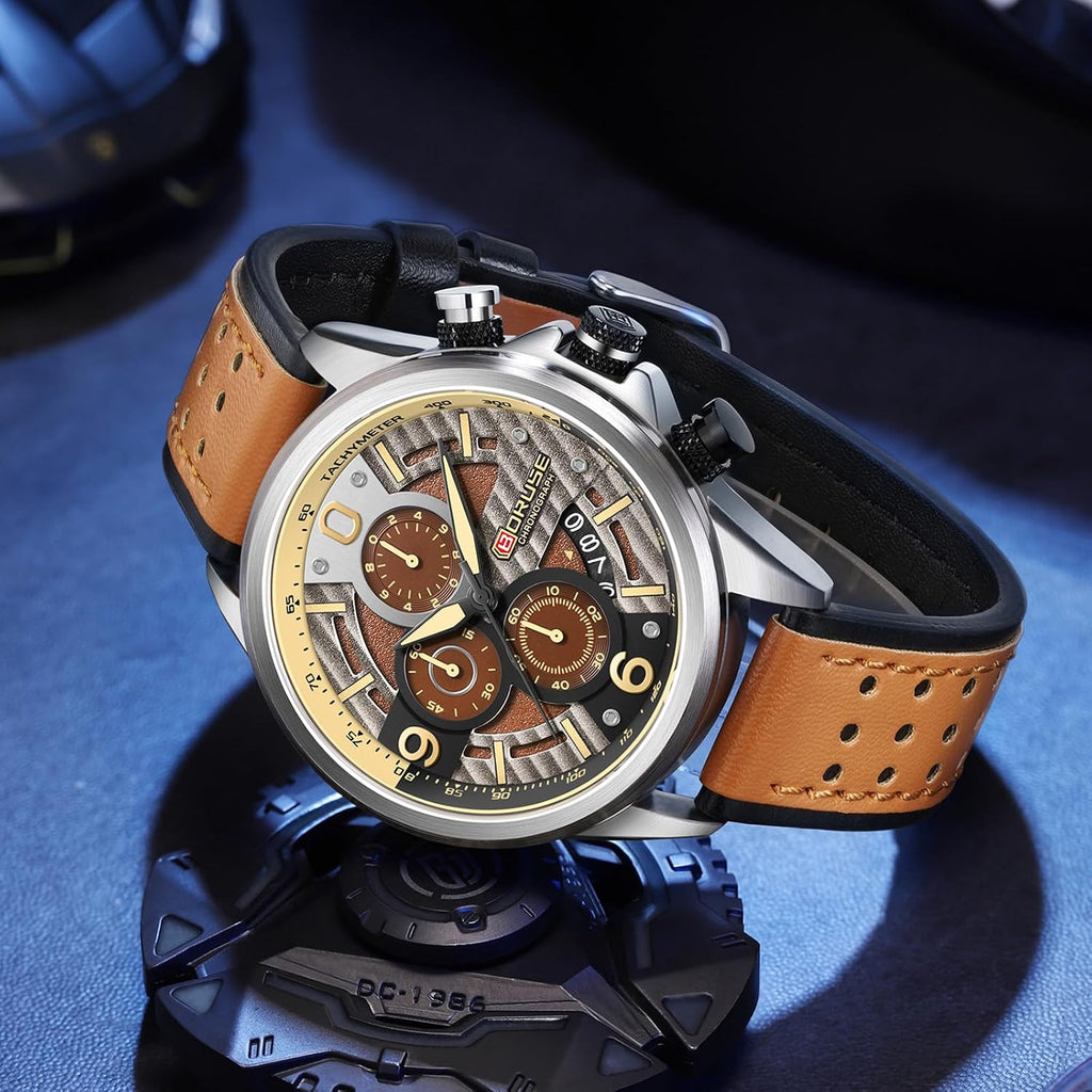 Relojes Casual para Hombre de Lujo con Esfera Grande y Correa de Cuero de Fashion