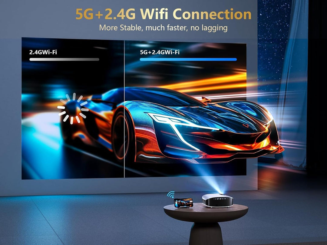 GooDee Proyector inteligente 4K con WiFi 5G y Bluetooth, aplicacion...