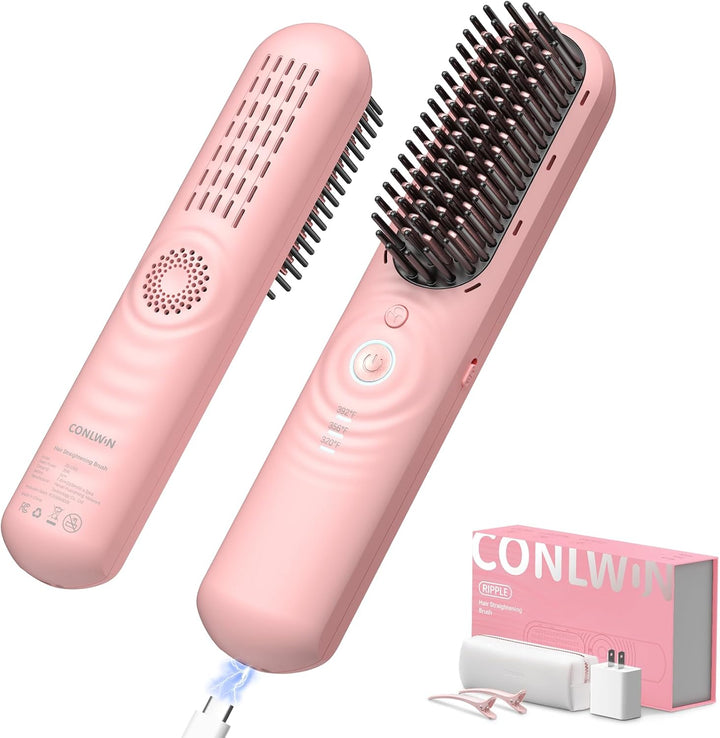 CONLWIN - Cepillo alisador de pelo inalámbrico para retoque de viaj...