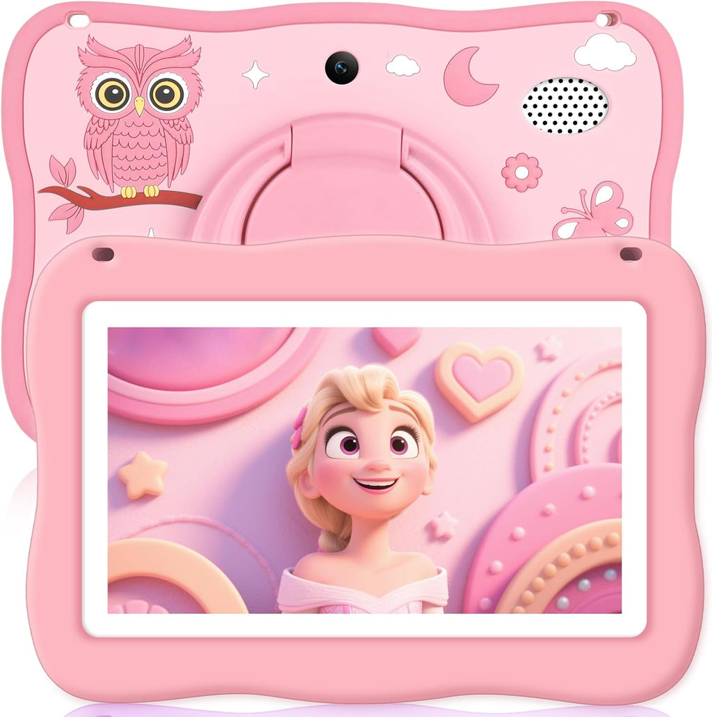 Tableta para Niños de 7 Pulgadas, Tableta para Niños Pequeños con Controles Parentales, Rosa