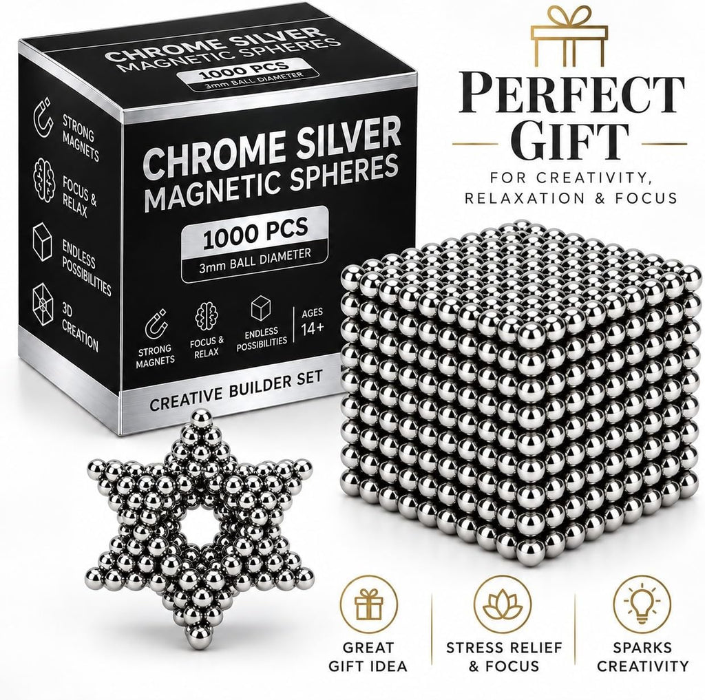 Bolas magnéticas de construcción creativa de plata 1000PCS para adultos