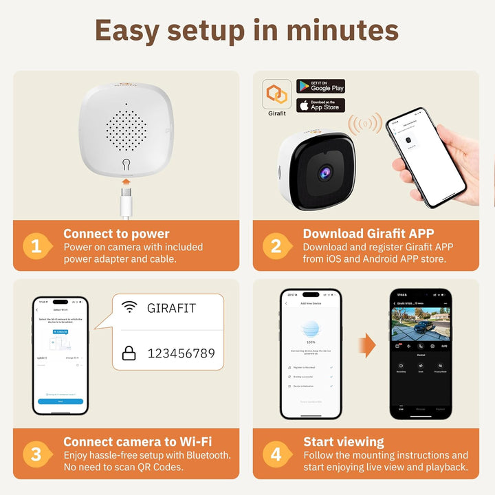 Girafit Cámara de ventana de 3 MP 2K, cámaras de interior WiFi de 2...