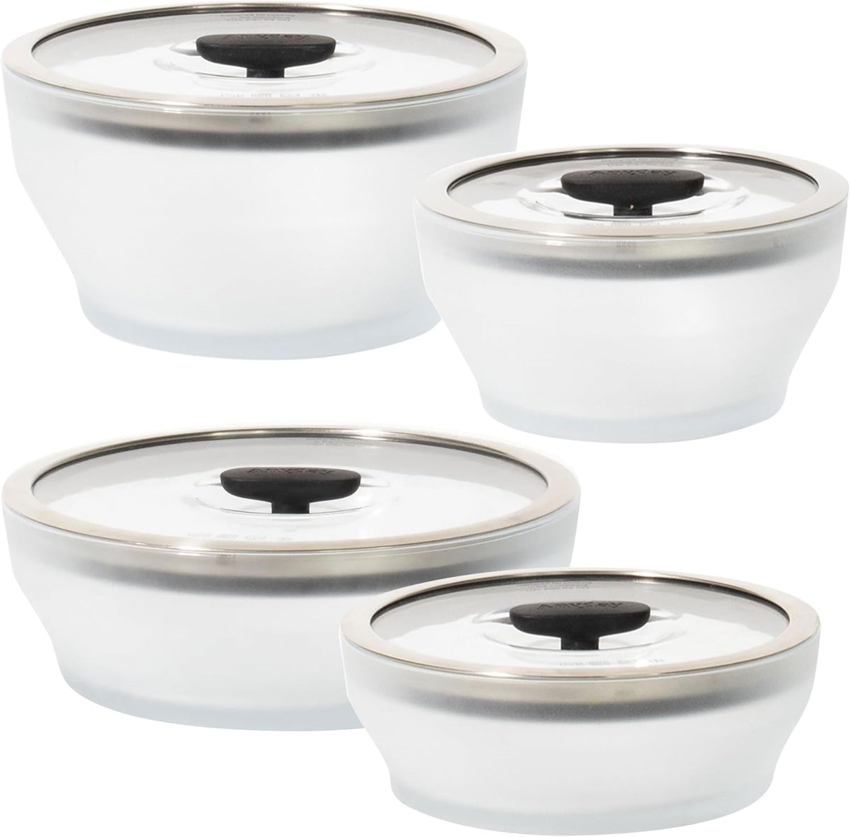 Anyday Juego de 8 Piezas de Utensilios de Cocina para Microondas y Almacenamiento de Alimentos de Vidrio con Tapas de Vidrio | Recipientes Sin Plástico | Vaporizador Hermético Apilable con Tapa
