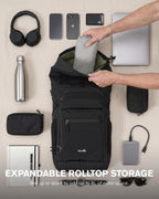 Tolaccea Mochila de Viaje Rolltop 32L, Portaordenador de 15,6" para Trabajo y Viaje
