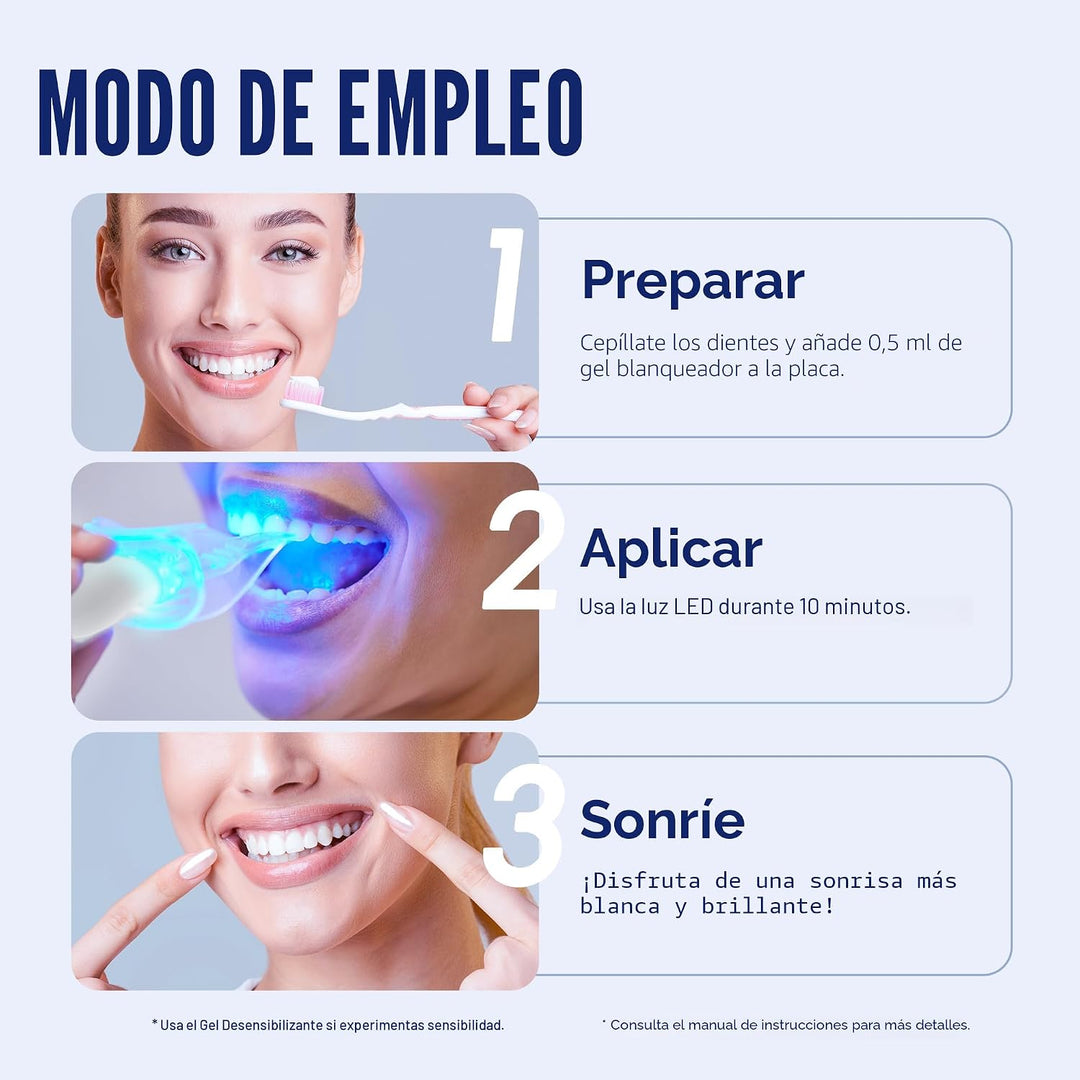 VieBeauti Kit de blanqueamiento dental con luz LED para dientes sen...