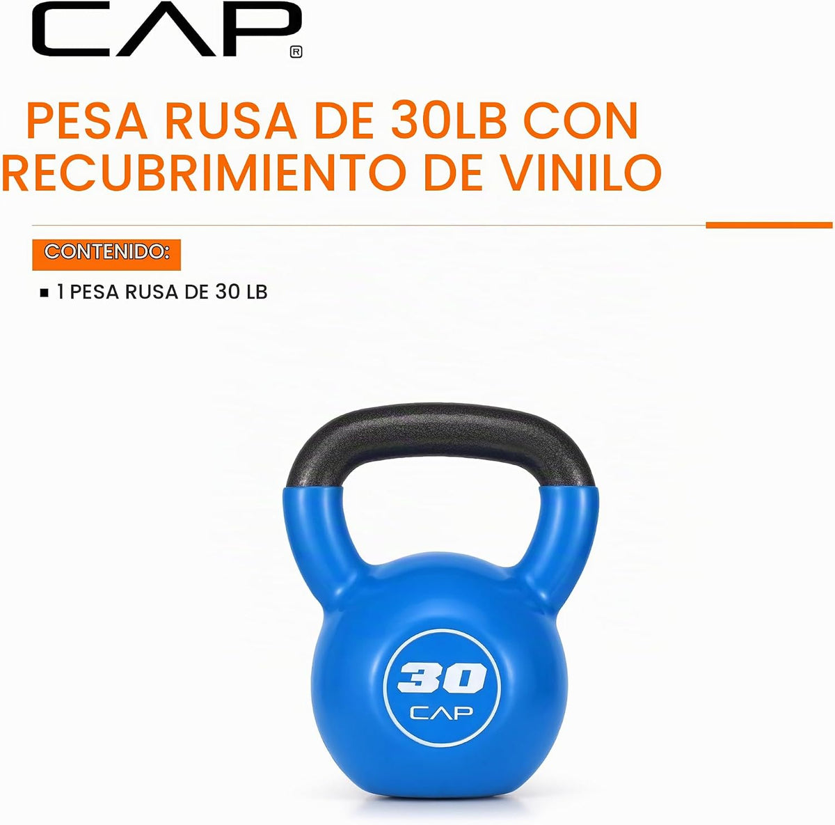 CAP Pesa rusa de hierro fundido recubierta de vinilo, peso de gimnasio en casa de 10-50 libras