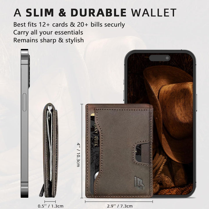 ECOZATU Cartera minimalista delgada para hombre, cartera con clip p...