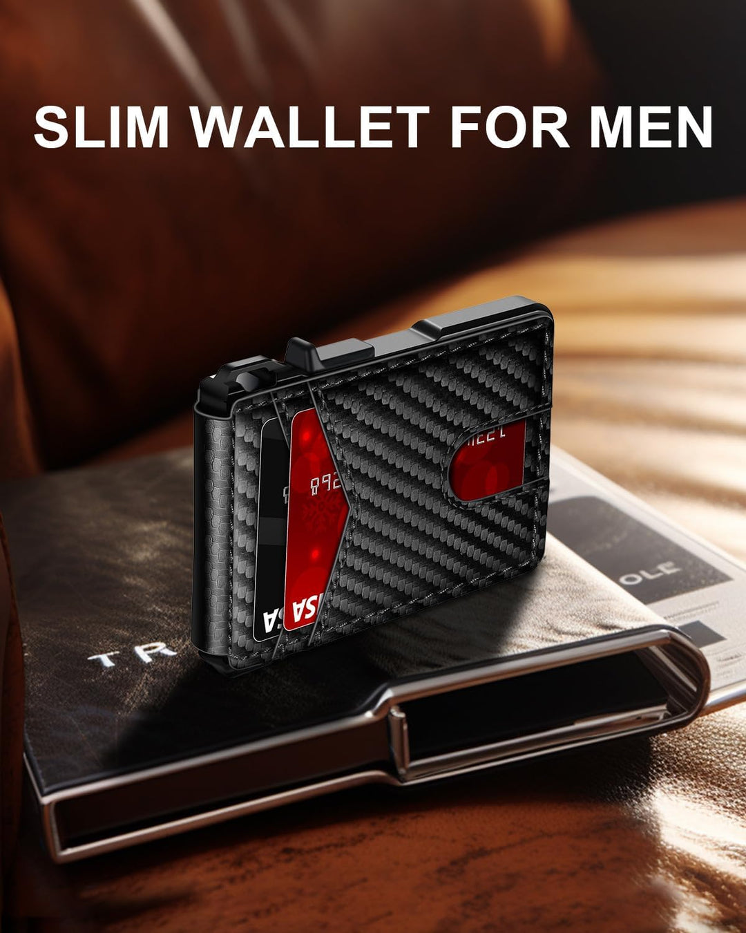 Cartera para hombres, cartera minimalista para hombres de 9-13 tarj...