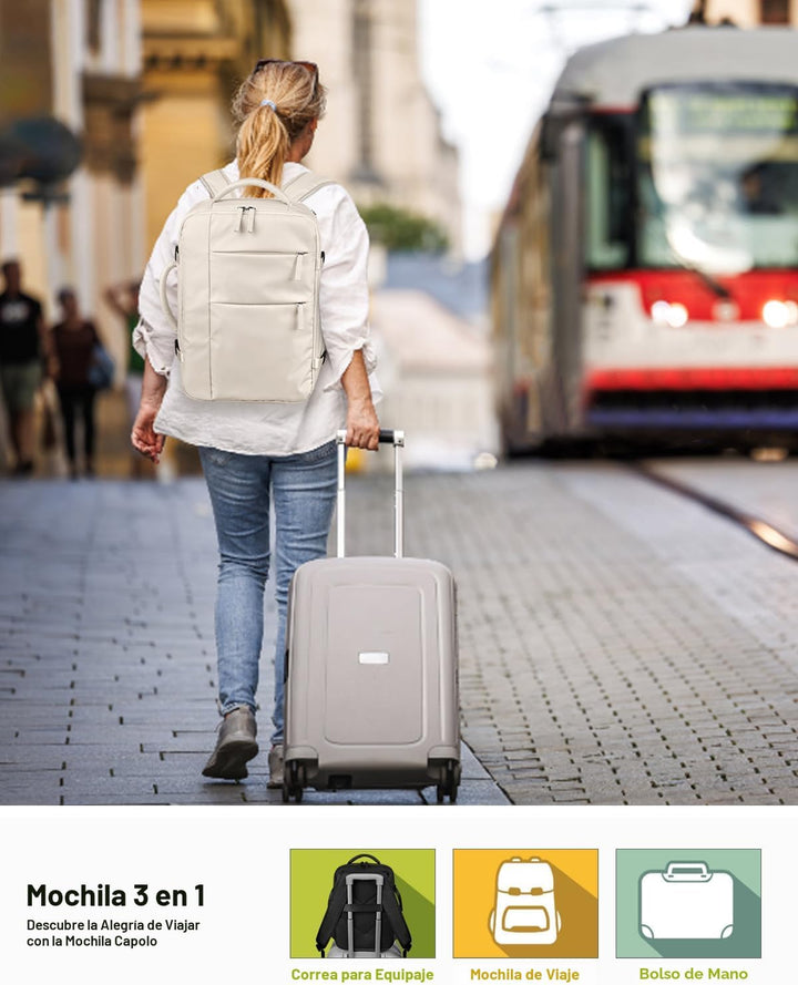 Capolo Mochila de viaje para mujeres y hombres, mochila impermeable...
