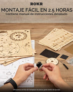 ROKR Rompecabezas 3D para adultos, caja de música Orrery, juego de construcción de modelo de madera, kit de manualidades de madera para bricolaje, kit de sistema solar, juguetes STEM, regalos para hombre y mujer