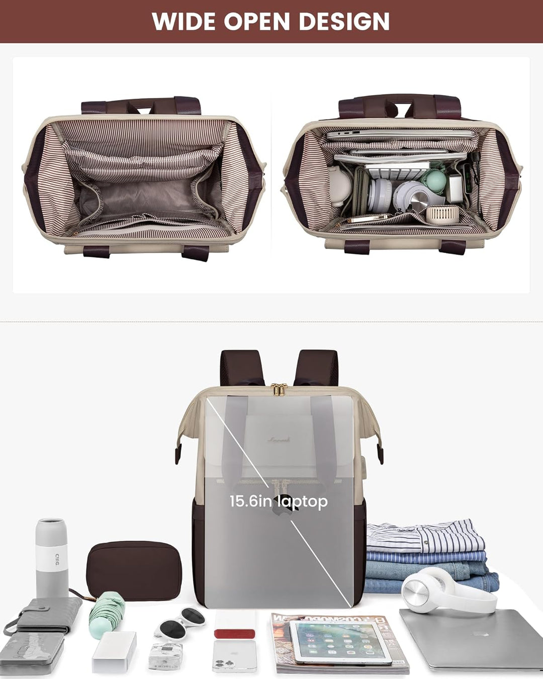 LOVEVOOK Mochila para laptop para mujer, bolsa de trabajo de 15.6 p...