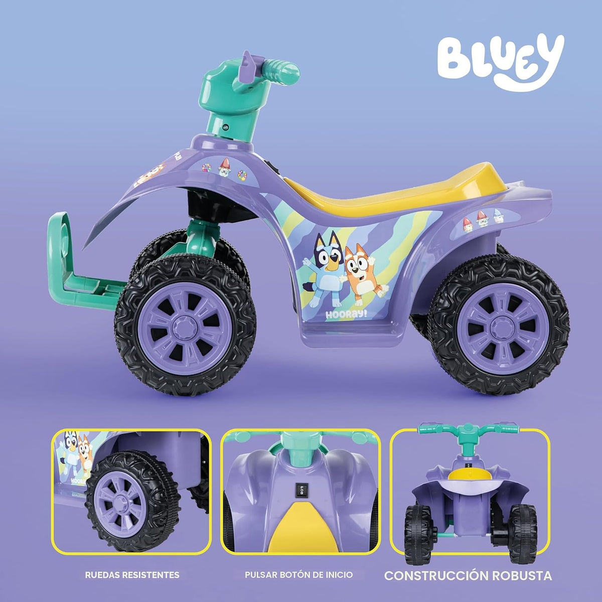 Bluey - ATV de 6 V para niños con batería recargable, para edades de 2 a 3 años