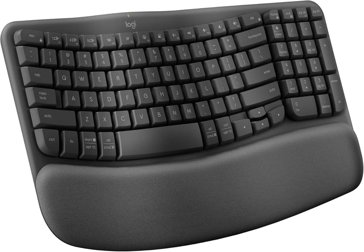 Logitech Wave Keys - Teclado Inalámbrico Ergonómico con Reposamuñec...