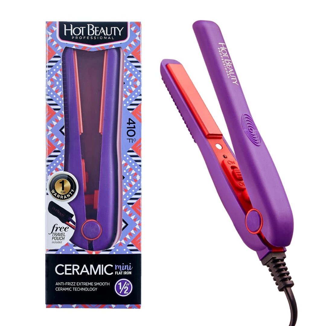 Hot Beauty Mini plancha plana profesional de cerámica de 1\/2 pulga...