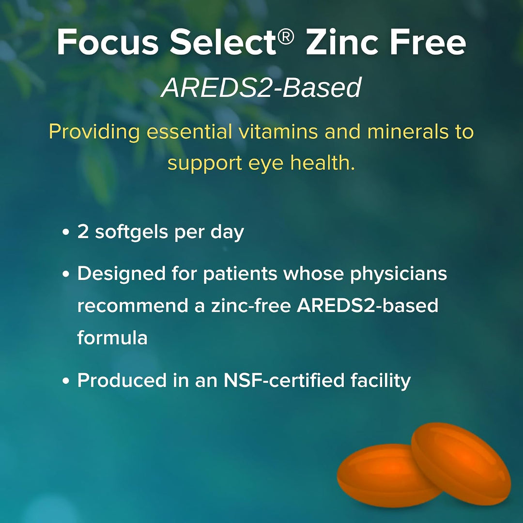Focus Select Fórmula sin zinc | 180 cápsulas de gel blando paquete...