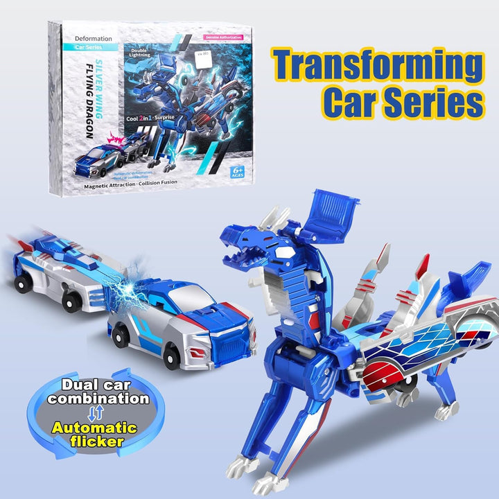 Hjhyqex Juguete de coche de dinosaurio transformador 2 en