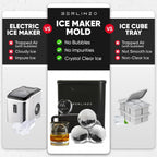 Berlinzo - Molde para hacer bolas de hielo, 2 esferas transparentes de menta de 2.4 pulgadas, no eléctrico