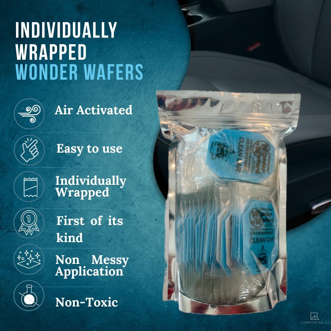 Wonder Wafers - 75 ambientadores envueltos individualmente, fragancia limpia para automóvil