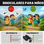 Binoculares para niños – Juguete perfecto para niños pequeños y niñas – Juego extenso que incluye lupa y brújula – Potente aumento 8 x 21 – niños de 3 a 12 años para niños pequeños