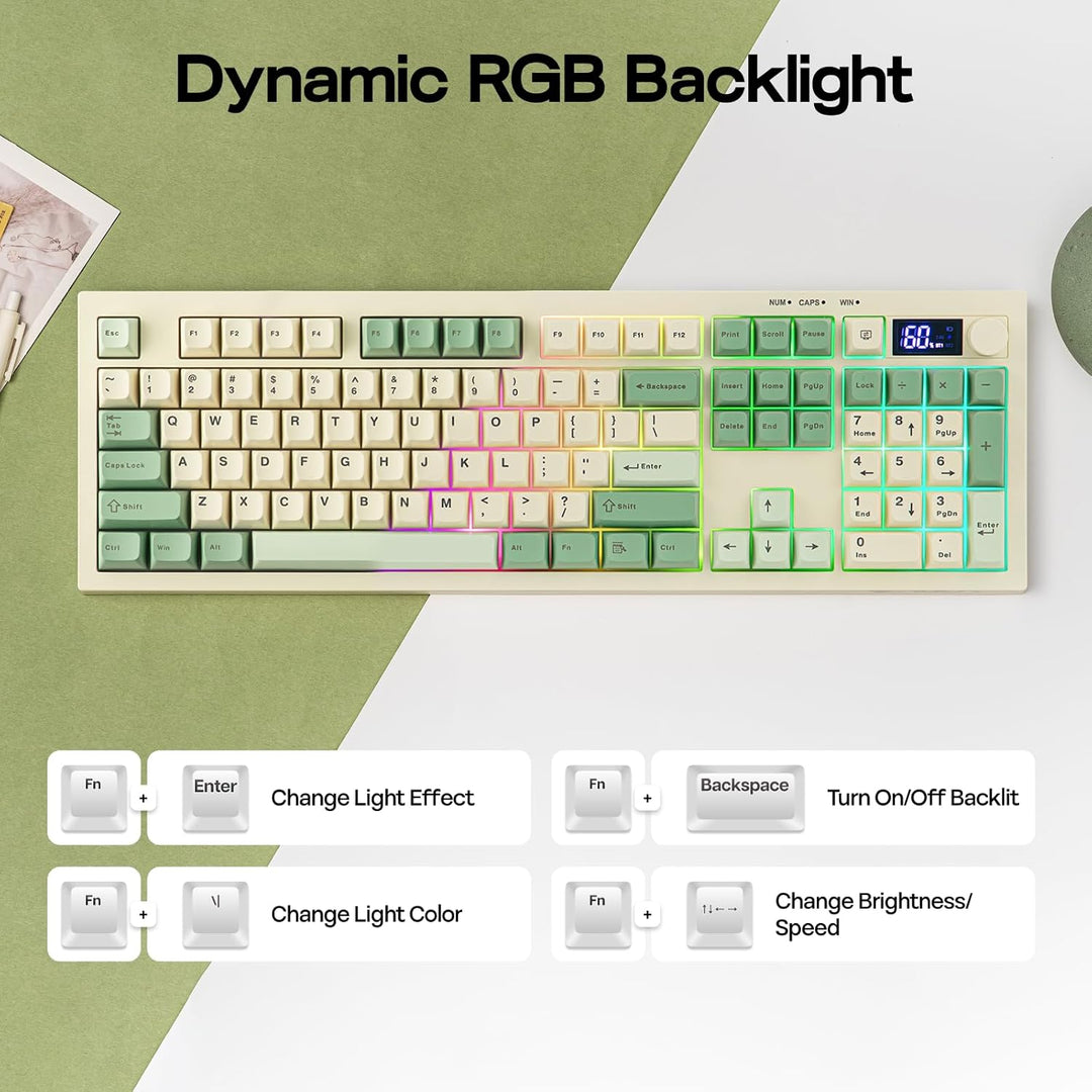 EPOMAKER Aula S102 PRO Membrane Gaming Keyboard with TFT Screen, Vo...