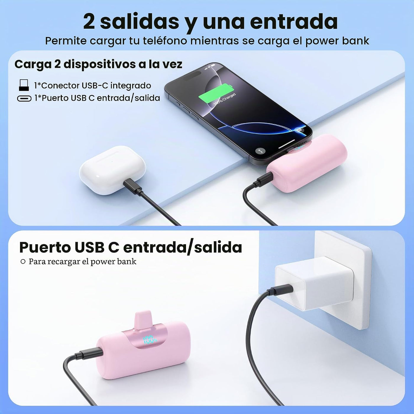 [Paquete de 2] Mini cargador portátil para iPhone 17, pantalla LCD...