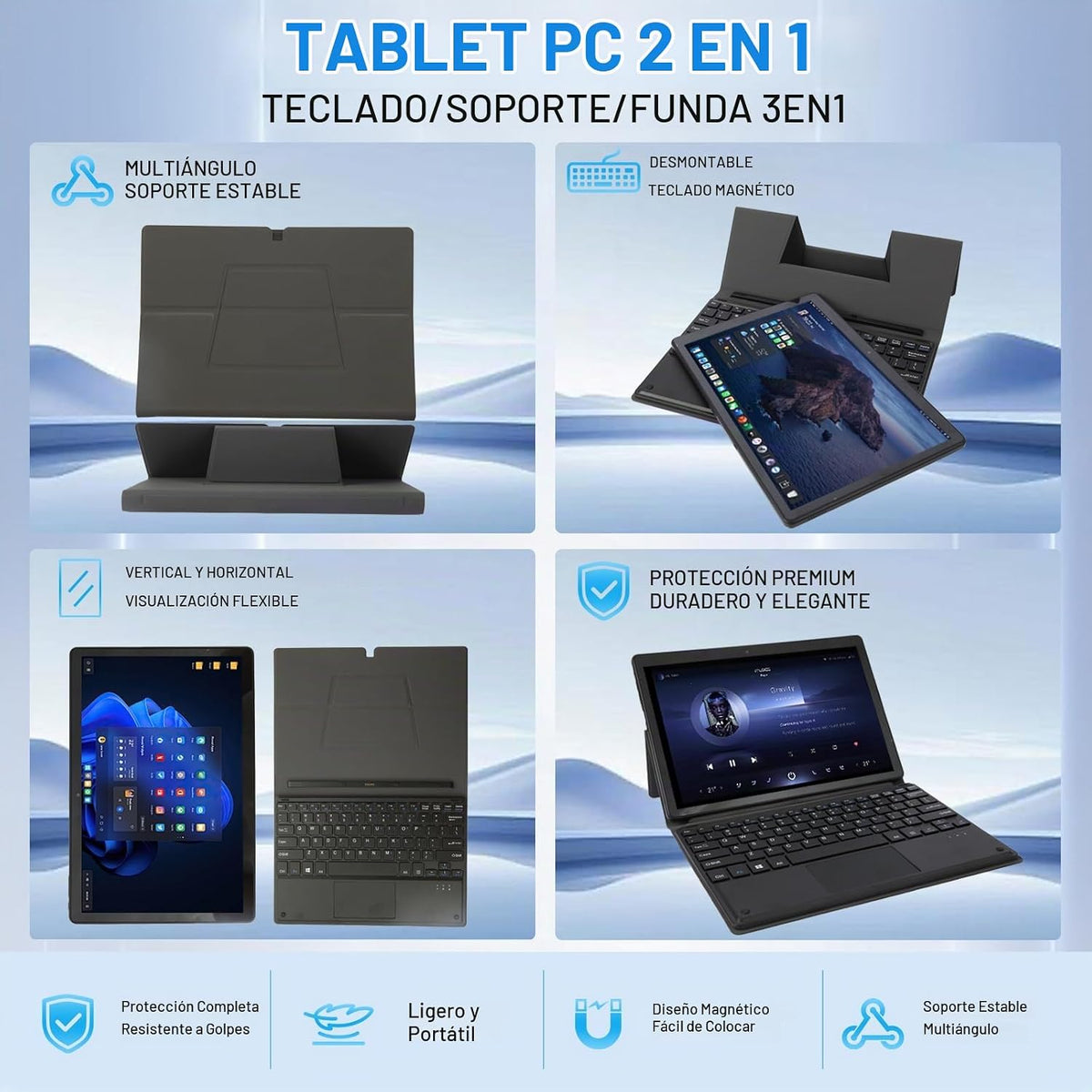 Tableta Windows de 10.1", 8 GB de RAM, SSD de 128 GB para