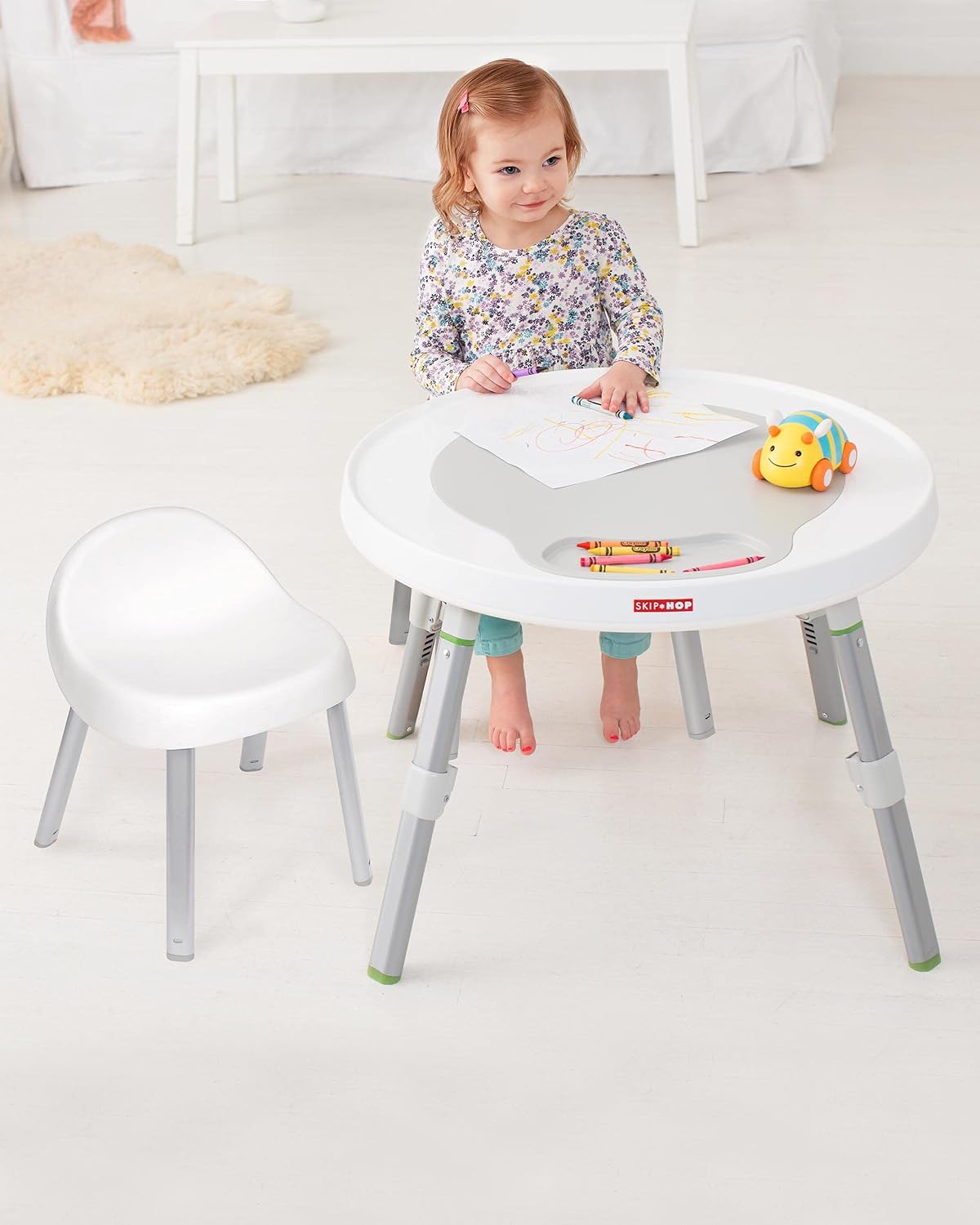 Skip Hop Sillas de actividades para niños pequeños, juego de 2, metal, color blanco