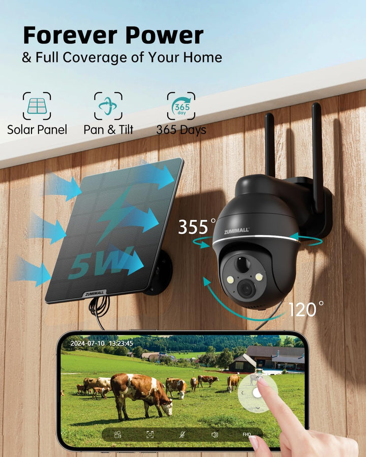 ZUMIMALL Cámaras de seguridad celulares 4G LTE inalámbricas para ex...