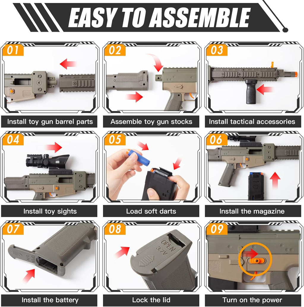 Pistolas de juguete realistas de rifle de francotirador para balas Nerf, juego de juguetes de espuma eléctrica con alcance, 120 dardos suaves y 3 revistas, pistola de juguete semiautomática para niños de 8 a 12 años