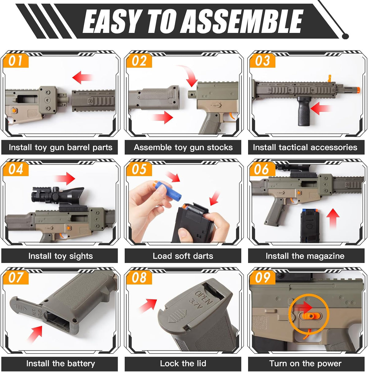 Pistolas de juguete realistas de rifle de francotirador para balas Nerf, juego de juguetes de espuma eléctrica con alcance, 120 dardos suaves y 3 revistas, pistola de juguete semiautomática para niños de 8 a 12 años