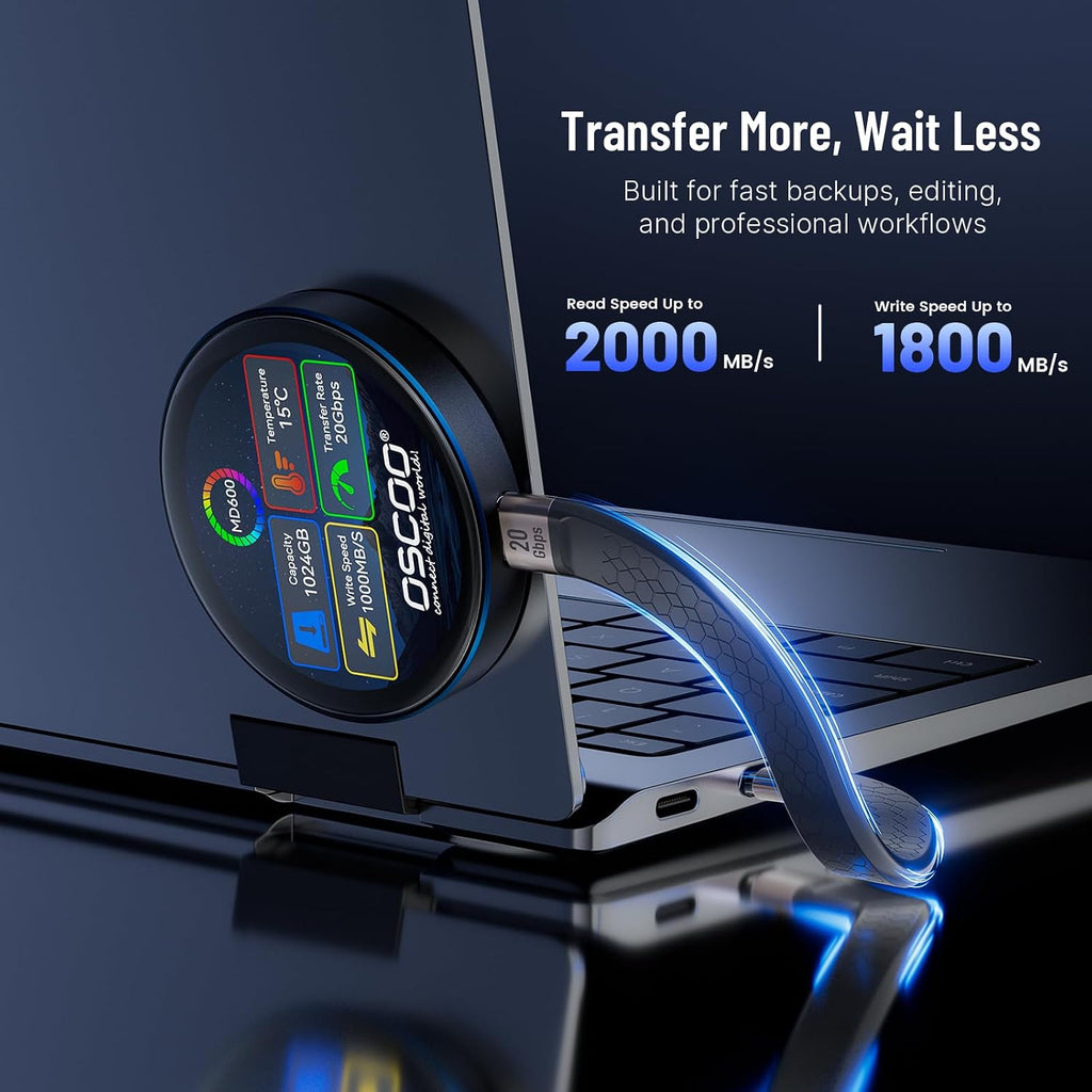 Disco duro externo SSD cifrado con pantalla táctil de 1 TB, hasta