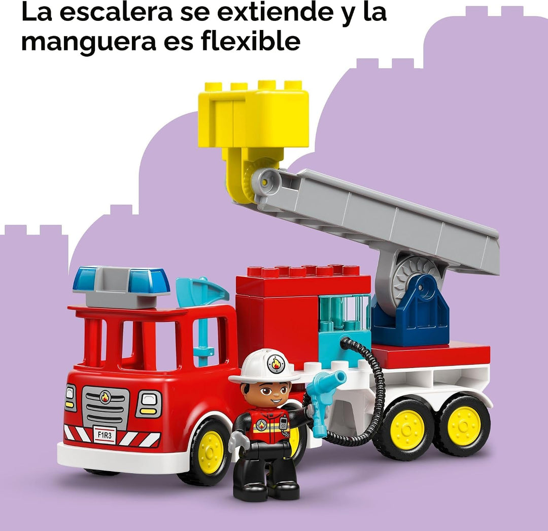 LEGO DUPLO Town Camión de bomberos con manguera y juguete de constr...