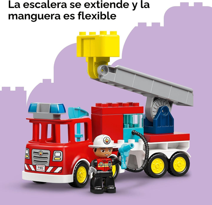 LEGO DUPLO Town Camión de bomberos con manguera y juguete de constr...