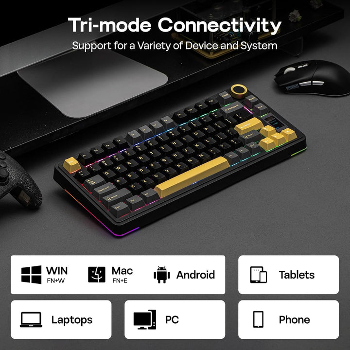 EPOMAKER X Aula EA75 MAX Teclado inalámbrico para juegos con pantal...