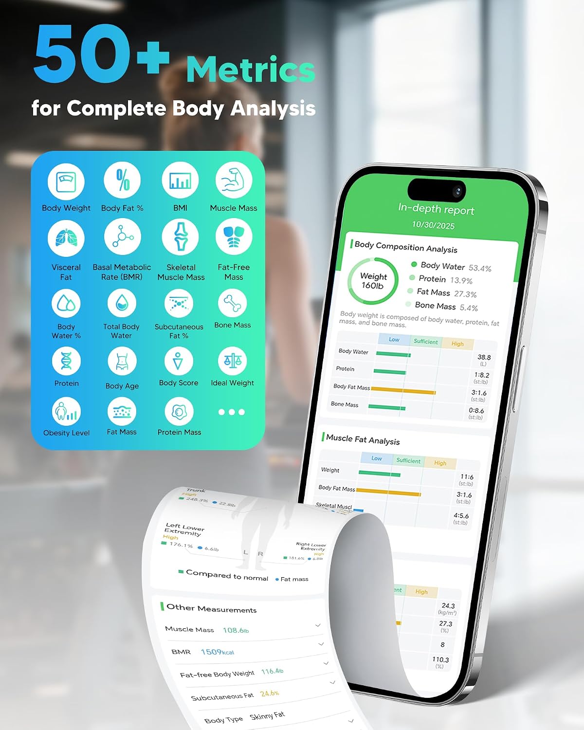 arboleaf Báscula inteligente para peso corporal, escala de 8 electrodos con