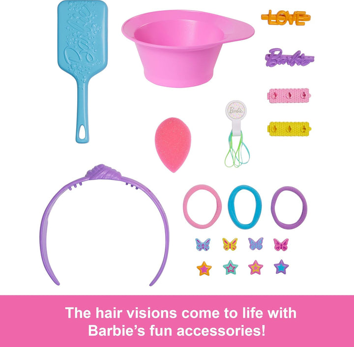Barbie Cabeza de peinado de muñeca, cabello castaño oscuro con más...