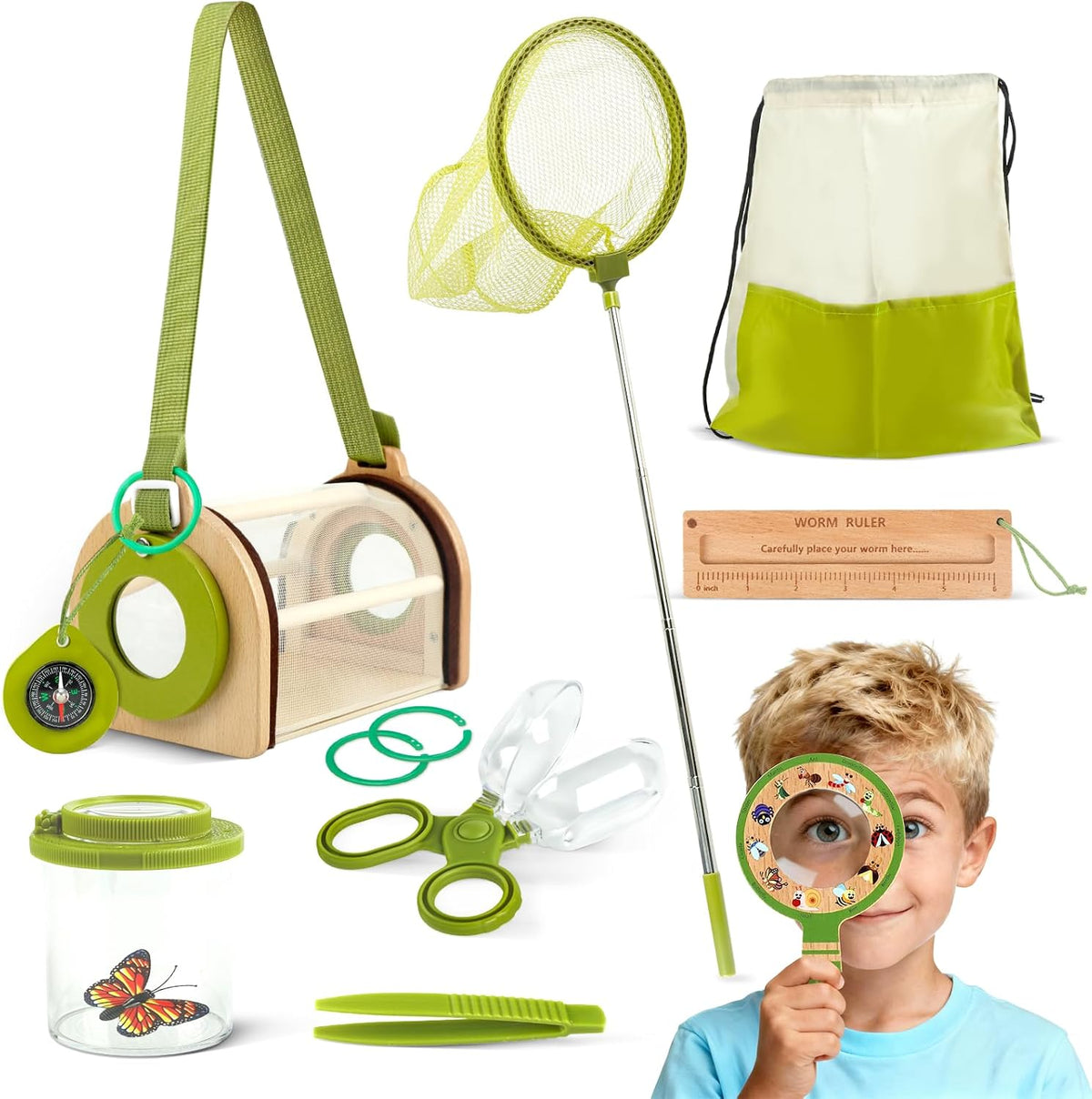 Kit de atrapador de insectos de madera para niños, juego de captura de insectos y explorador de insectos