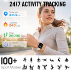 Reloj inteligente para mujeres y hombres, rastreador de fitness HD de 1.83 pulgadas (respuesta/hacer llamadas) con monitor de frecuencia cardíaca 24/7/sueño/SpO2, resistente al agua IP68, más de 100