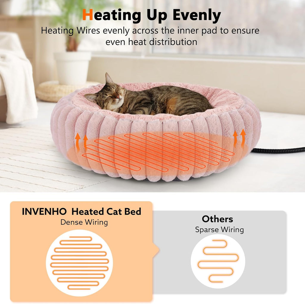 Camas calefactables para gatos de interior y perros pequeños, cama térmica de 20 pulgadas para mascotas con temporizador y temperatura ajustable, cama eléctrica extraíble e impermeable para