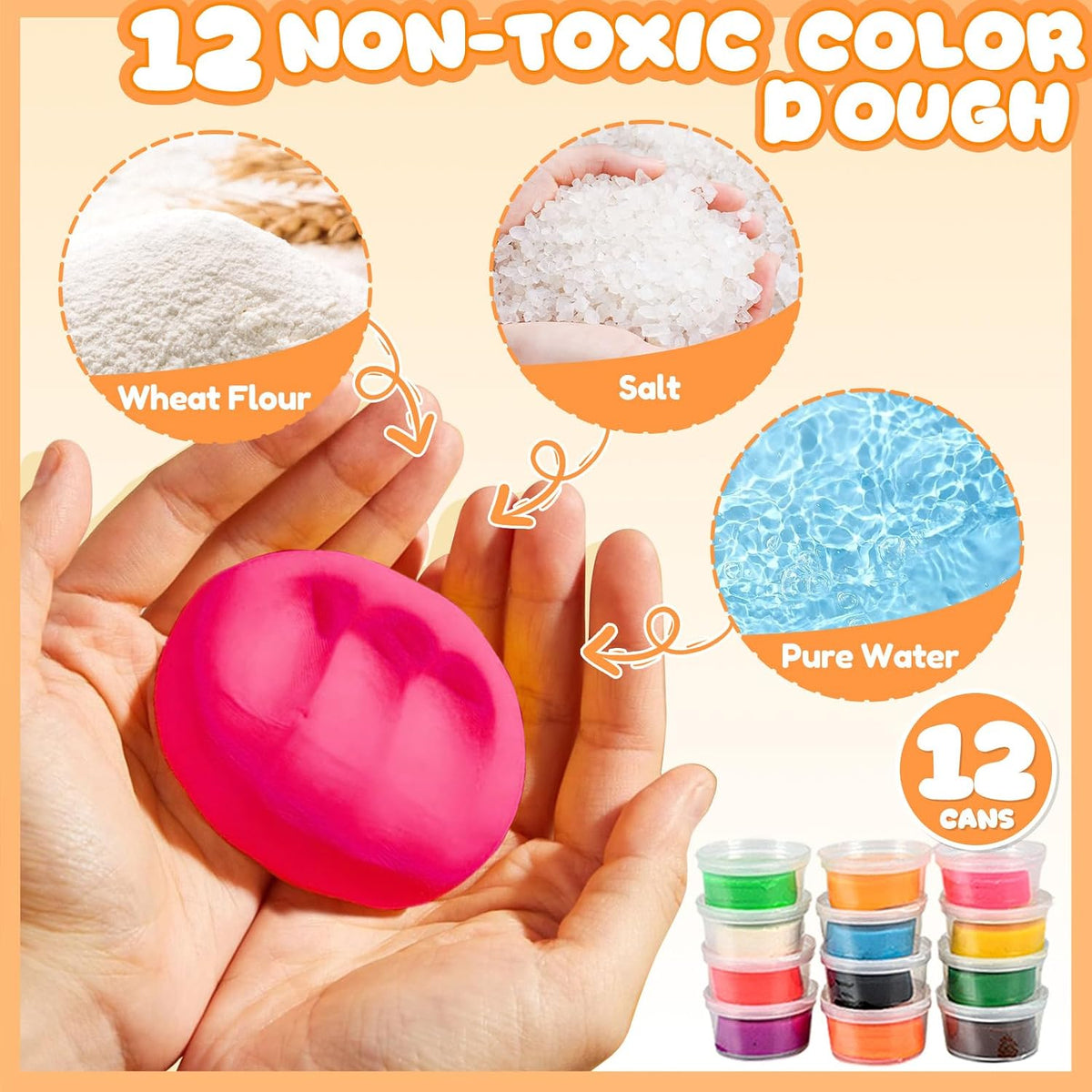 3 en 1 Color Dough Kitchen Creations Set, 12 Colors Dough