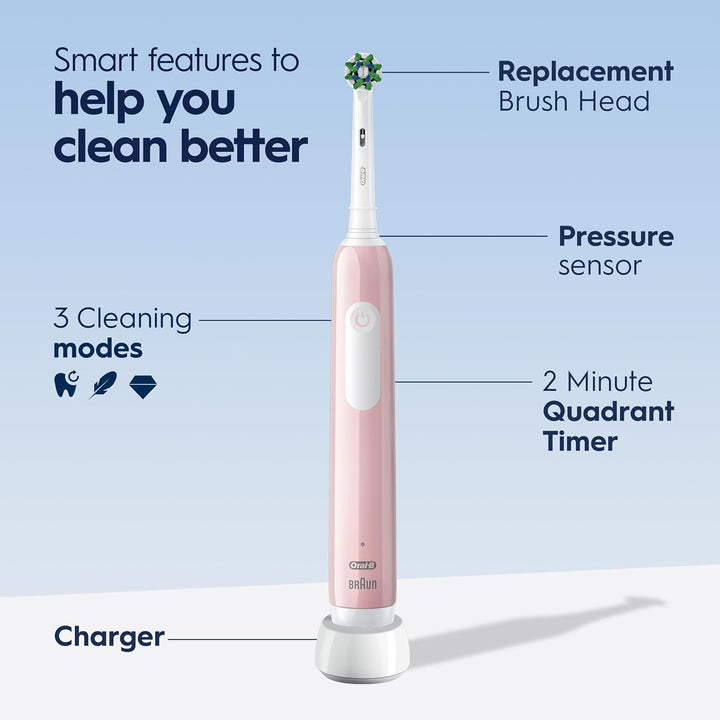Oral-B Cepillo de dientes eléctrico recargable Pro 1000, color rosa