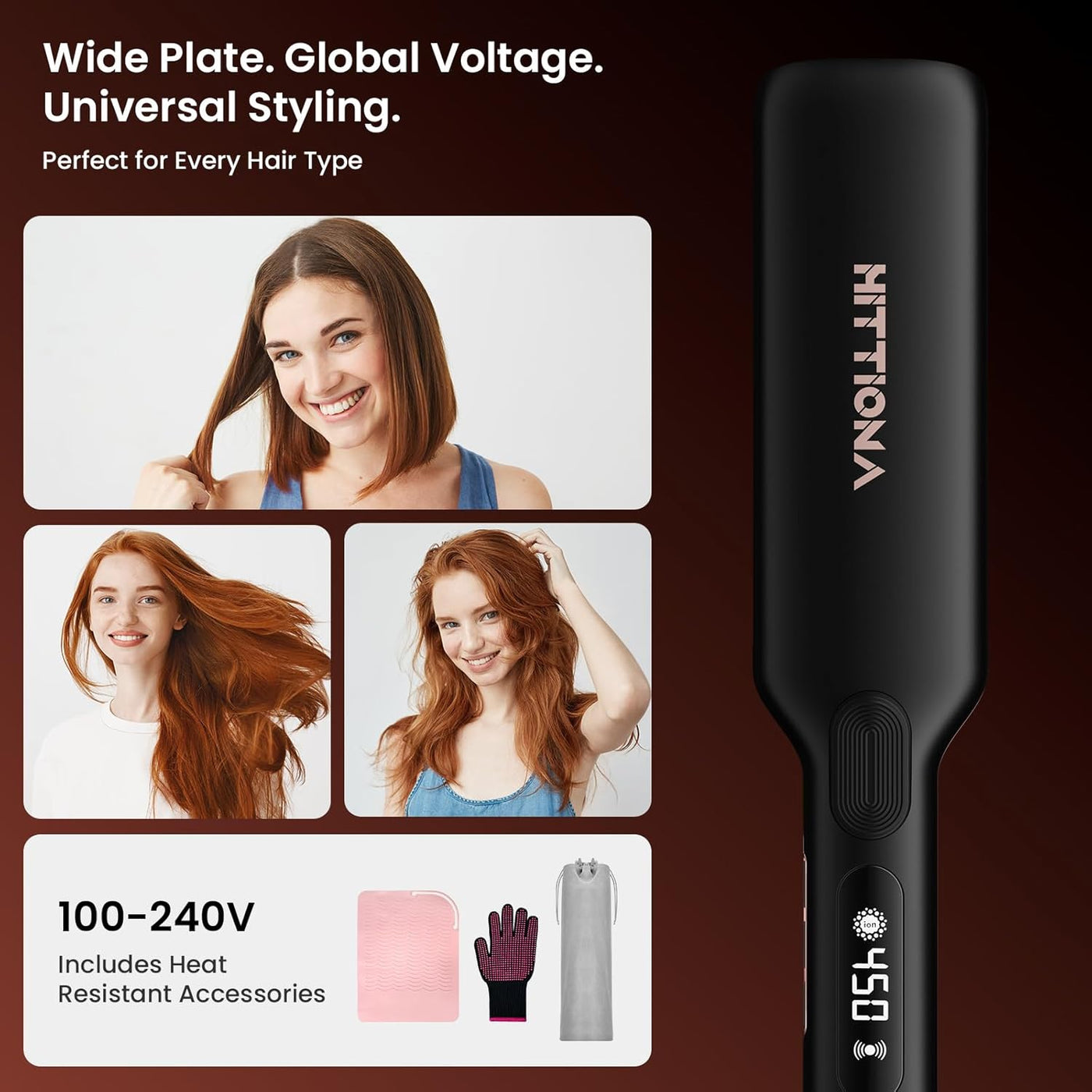 HITTIONA Plancha plana para el cabello \u2013 Plancha plana iónica...